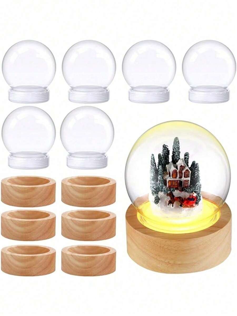 10个装DIY雪球套装 - 透明塑料水球，带可拆卸盖子，圣诞节假日手工装饰，无需羽毛，无需电池，创意礼物 - 多重規格 - 查看 1