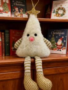 1 件可爱毛绒圣诞树挂饰，带星星和条纹袜子 - 粉色、白色、绿色织物节日装饰，适合家庭客厅窗户，无需电力，非常适合圣诞节、新年、冬季、门廊派对、秋季系列 - 彩色 - 查看 13