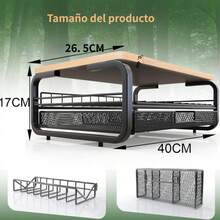 Elevador de Monitor con Cajón y Cestas Laterales | Soporte de Escritorio con Superficie de Madera Monitor Stand with Drawer and Side Storage Baskets | Wooden Desktop Riser - Multicolor - Ver 3