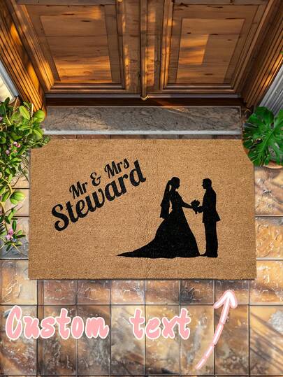 Custom Mr & Mrs Surname Wedding Doormat - Personalised Home Gift Coir Door Mat Decor,Customize Text,Custom Brush Gifts Her/Him Anniversary Birthday Rug,Anniversary Gifts, Custom Gift For Couples, Personalized Gift,Valentine's Day Gift, Couple Gift,Unforgettable Gratitude Gift For Celebrating Special Days