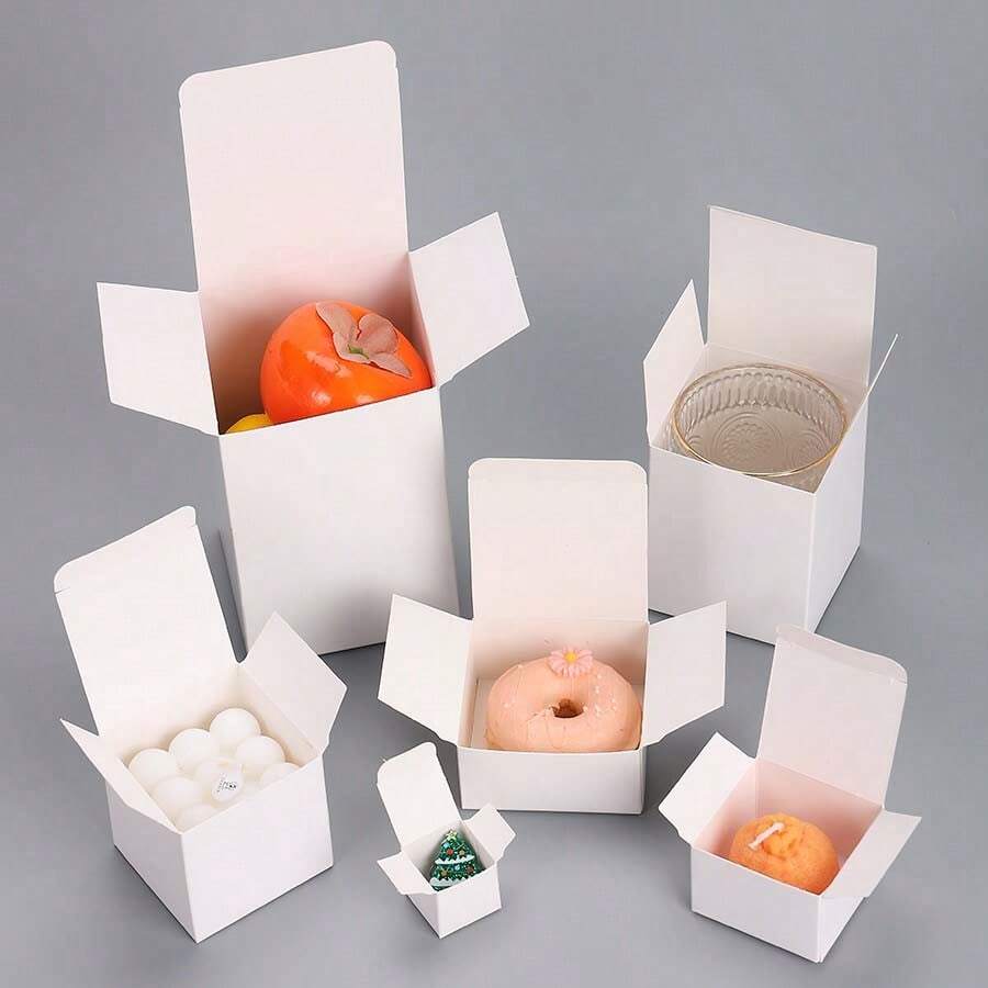 30 hộp quà giấy trắng, hộp Giáng sinh và Halloween, hộp ngày lễ Tạ ơn, hộp đóng gói đa năng 105x105x130mm - trắng - Xem 1