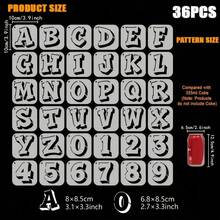 36pcs Graffiti Letter & Number Reusable Stencil Templates, 3.94x3.94 Inches, For Wall Painting, Furniture, Tiles, Fabrics, Doors And Windows - 36pcs - View 2