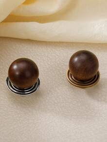 1个土星环木质拉手，复古黄铜/银色单孔橱柜/抽屉旋钮 - 彩色 - 查看 5