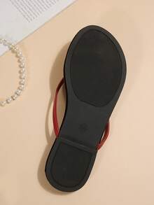 复古人字拖平底凉鞋，轻盈透气，休闲百搭，舒适透气，适合旅行和海滩穿着 - 黑色 - 查看 5