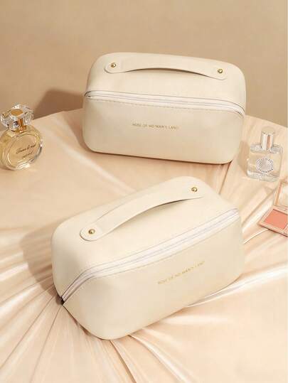 1pc Pillow Shaped Makeup Bag, Large Capacity Storage Bag, PU Leather Handbag For Travel, Diaper Bag For Baby, Multi-Scenario Use