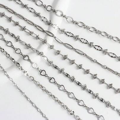 1m 304 Stainless Steel Y2K Style Chain Multiple Designs Handmade Chain Decorative Chain DIY Necklace Bracelet Jewelry Accessories