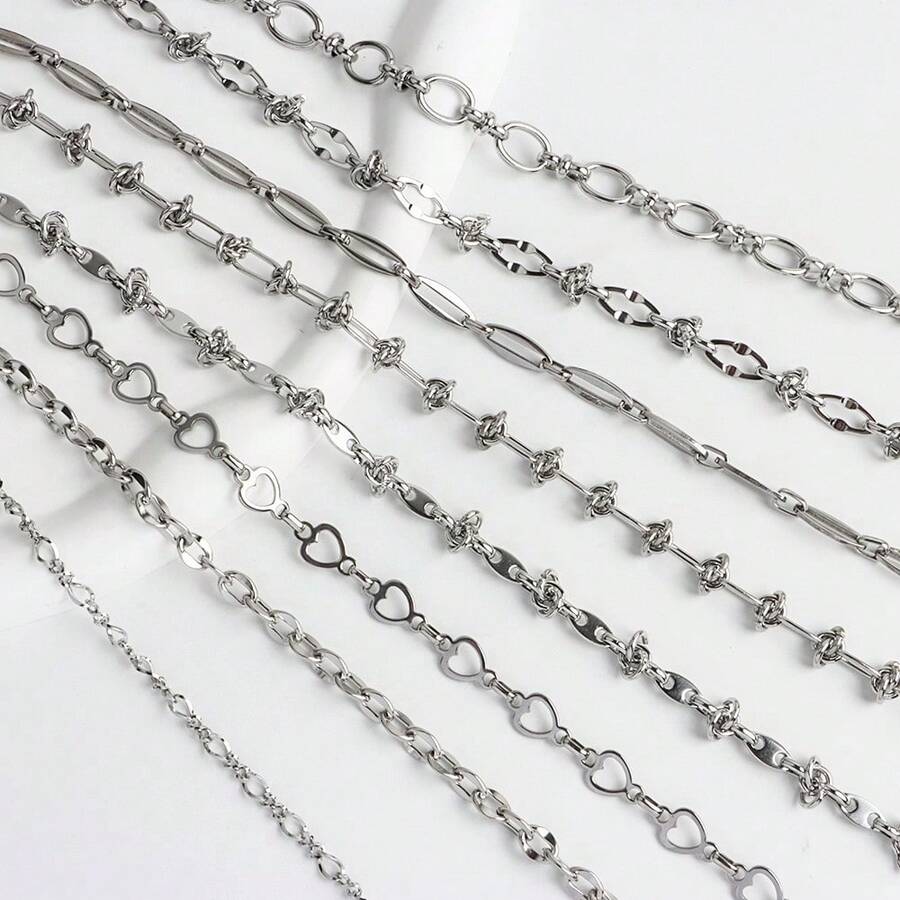 1m 304 Stainless Steel Y2K Style Chain Multiple Designs Handmade Chain Decorative Chain DIY Necklace Bracelet Jewelry Accessories - Y2K Style Chain - View 1