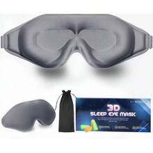 Antifaz para dormir, Mscara 3D para dormir, cubre los los ojos, Bloqueo de luz, Sper suave, Cmoda y ajustable. Para viajes, Trabajo, Siestas gris - Gris - Ver 2