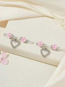 2件装性感心形水晶吊坠假乳环，乳贴饰品，适合女性日常佩戴