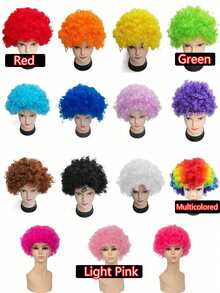 1pc Colorful Fluffy Explosion Wig, Suitable For Balls, Engagements, Prom, Parties, Metal Outfits, Cosplay Props, Also Ideal For Birthday Parties, Family Gatherings, Disco Hair Accessories, Parties, Festivals, Halloween, Fashion Shows, Masquerade Balls (Glasses Not Included) - 彩色 - 查看 4
