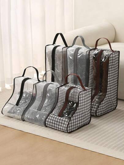 1/2 st Thousand Bird Grid Skodammpåse Multifunktionell Handhållen Transparent Fukttät Skopåse Lång/Kort Skoskyddspåse, Skoförvaringspåse Transparent Korta Höga Stövlar Vattentät Dammtät Skyddspåse För Resor Bärbar Skoorganisatör