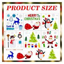 Christmas Window Clings 6 Sheets - Gel Stickers Reusable Xmas Decorations - Santa, Snowflake, Penguin, Snowman, Tree - Holiday Window Decor - 多色296 - 查看 2