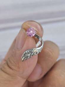 1件装旋入式心形耳环，独特设计奢华耳夹耳环，女士款 - 粉色 - 查看 10