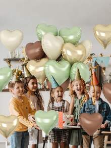 Balões de coração verde, dourado e marrom (12/24 unidades), balões metalizados retrô em tons de verde pastel, dourado, bege e café, em formato de coração, além de balões em tons de oliva, neutro, bege e creme para festas de aniversário com tema boho, floresta, camuflagem, militar, caça e chá de bebê. - Multicolorido - Ver 7