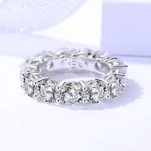 KAHOOT 925 纯银全莫桑石戒指华丽浪漫珠宝礼物适合情人节婚礼订婚宴会派对 - 銀色 - 查看 13