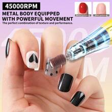 Portable Electric Nail Drill - PRO 45000RPM Electric Nail File Nail Drills For Acrylic Nails Professional With Drill Bits Manicure Pedicure Supplies Use Nail Art For Home DIY Salon Use - 彩色 - 查看 4