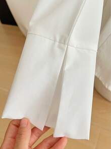 Women's New Slim Fit Long Sleeve Collared Button-Up Shirt, Minimalist & Fashionable, Elegant & Casual, Essential Wardrobe Piece, Spring/Autumn - White - View 9