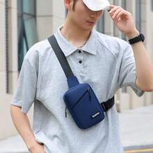 Bolso cruzado práctico y sencillo para hombre, bolso de pecho de un hombro, bolso cruzado para teléfono, adecuado para uso diario y viajes ZBIE - Gris - Ver 10