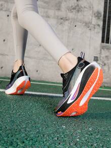 2026新款春季流行超轻减震回弹跑步鞋，青少年男女通用多功能真碳板防滑休闲运动鞋，适合各种地形和健身活动 - 黑橘色 - 查看 3