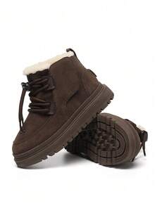 儿童冬靴，时尚休闲百搭靴子，适合男孩和女孩的可爱冬鞋