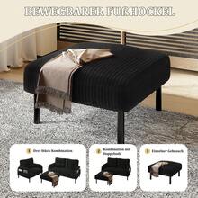 Premium Cord Fabric Stool With Metal Frame - Super Soft Velour Cover For Maximum Comfort - Versatile As A Footrest, Seat Stool, Or Side Table - Quick And Tool-Free Assembly - 黑色 + 繩子 + 泡棉 + 1 個座椅 - 查看 4