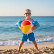 POOST 2 flotadores de brazo inflables para natación, brazaletes inflables para nadar ideales para niños pequeños de 3 a 12 años artículos esenciales de playa, accesorios de playa, flotador de piscina, PVC - Azul - Ver 6