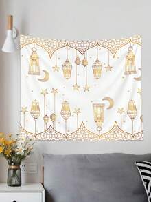 1pc Digital Printed Moon Pattern Polyester Tapestry, Suitable For Daily Living Room Bedroom Wall Decor, Camping Decor, All Season Hanging Tapestry With Hanging Hook Frame Accessories - Multicolor - View 9