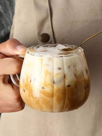 1PC Glass Pumpkin Coffee Cup, Clear Glass, Breakfast Cup, Milkshake Cup, Juice Cup, Milk Cup, Clear Cup Drinking Cup, Latte Cup, Espresso Cup, Cappuccino Cup, Latte Cereal Yogurt Drink Cup, Milk Cup Fashion Cup Multi-Purpose Cup Clear Soup Cup, Drink Mug Mug Cute Pumpkin Mug Home Office