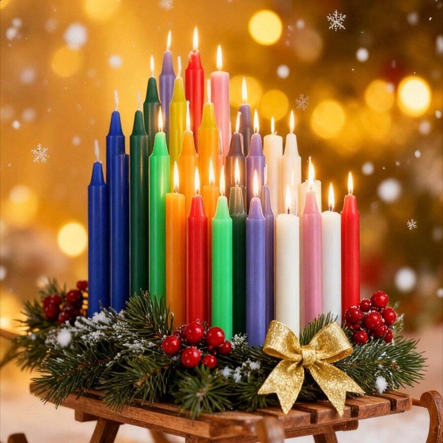 48 Pack Celebration Unity Candle, Christmas Spell Candles - Unscented Colored Chime Candles (16cm/ 6.5")Taper For Witchcraft, Altar Decor,- Includes Holder For Magic Spells, Prayer & Meditation, Spiritual Decor, Mystical Decor, Paraffin Wax, Smooth Finish, Ritual Supplies, Witchcraft Supplies, Occult Enthusiasts(12/24/36/48)PCS - 彩色 - 查看 1