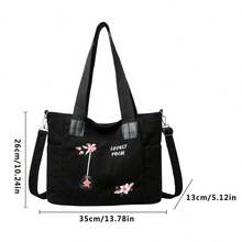 Bolso de hombro para mujer, con correa ajustable, bordado de flores, cierre de botón, bandolera - Rosa - Ver 7