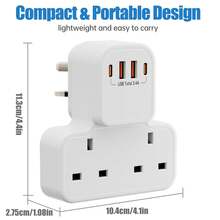 Multi-Function Power Strip, 2 AC Power Outlets, 2 USB-A, 2 USB-C Charging Ports, Suitable For 250V Household Appliances, UK Plug - UK Plug(220-240V) - View 7