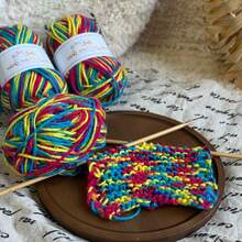 3 Balls 50G Acrylic Yarn [0306] Rainbow Colored, Vibrant & Rich Colors, Pill-Resistant, Easy Crochet & Knitting, Thick & Warm Texture, Ideal For Hats, Scarves, Blankets, Color Fastness, Simple & Easy To Use, Long Skein.