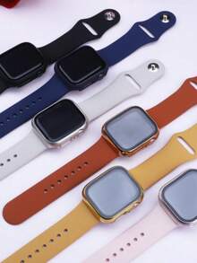 1pc Apple Watch PC Protective Case With Tempered Glass Screen Protector, Fits 38mm, 40mm, 41mm, 42mm, 44mm, 45mm, 46mm, Plastic Case Compatible With Apple Watch SE/Series 10/9/8/7/6/5/4/3/2/1 - Black - View 5