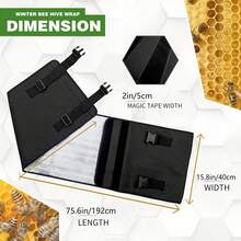 适用于8框和10框蜂箱的冬季蜂箱保温罩，可调节蜂箱保温罩，养蜂用品，600D牛津布隔热罩，轻便、高品质、可重复使用，两种尺寸可选：75.6英寸 x 23.7英寸和75.6英寸 x 15.8英寸