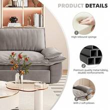 73.2" Queen Size Pull Out Sofa Bed, 3-In-1 Convertible Velvet Sleeper Sofa With Chaise Lounge, Multi-Functional Loveseat For Living Room & Guest Room - 灰色 - 查看 6