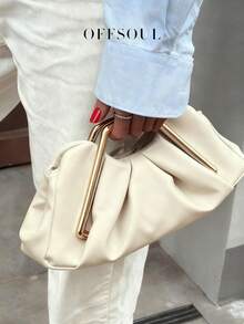 Bolso de Mano Vintage Asimétrico con Volantes, Bolso Único con Herrajes Metálicos, Bolso de Noche Retro de Alta Gama, Regalos para Mujeres, Año Nuevo, Bolsos Elegantes para Damas - Blanco 2 - Ver 5