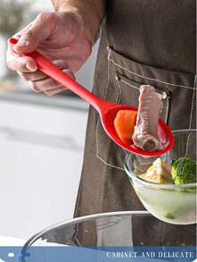 8pcs/Set Silicone Kitchen Cooking Utensil Set, Including Spatula, Soup Ladle, Strainer Ladle, Wok Spatula, Pasta Server, Salad Tongs, Honey Dipper, Available In Red And Black Colors