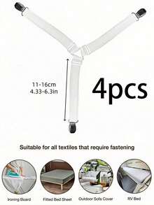 4Pcs/Set Triangle Quilt Holders, White Bed Sheet Clips, Adjustable Elastic Sheet Straps, Heavy Duty Bed Sheet Fasteners With Metal Clip, Metal Clip Adjustable Elastic Band Quilt Fixing Tool, Practical Invisible Anti-Slip Sheet Straps, Suitable For Sofa Cushions, Quilt Sheets, Home Textiles, Household Items - Multicolor - View 10
