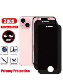 2pcs Full Coverage Privacy Screen Protector, Tempered Glass Material, Compatible With IPhone 17/17 Pro/17 Pro Max/17 Air And 11/12/13/14/15/16 Pro Max, Also Fits 17/11/12/13/14/15 Plus/16 Pro Max, Provides Privacy Protection, Screen Protection And Anti-Drop Function. - Black - View 28