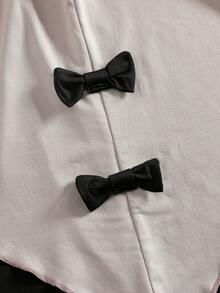 XUMPLO 2pcs/Set Girls Modest Bowknot Ruffle Long Sleeve Maxi Abaya Dress With Hijab Headscarf - Multicolor - View 4