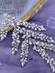 1pc Luxury Diamond Bridal Headband, Women Wedding Hair Accessory - Silver - View 4