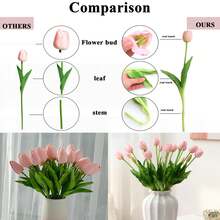 10 piezas/5 piezas/1 pieza Flores de tulipán realistas, tulipanes de látex suaves, ramo de tulipanes realistas, adecuados para fiestas, bodas, hogar, decoración de habitaciones - Multicolor - Ver 4