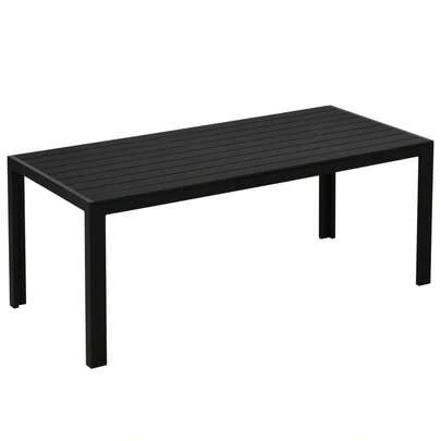 Outsunny Garden Table, Aluminum Table 120x70 Cm For Garden Terrace, Wood-Plastic Polywood Black, Weather Resistant And Modern.