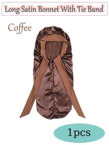 nunify Gorro de dormir de satén y seda larga, gorro de dormir para mujeres, gorro de dormir de seda con cordón, adecuado para trenzas y cabello rizado, gorro de dormir de satén de talla grande con cordón elástico