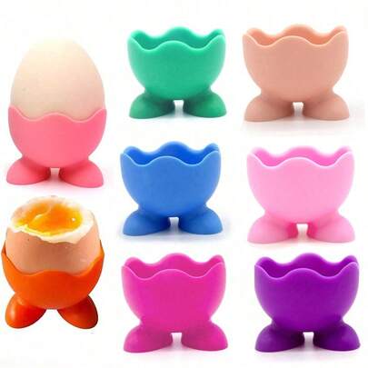 10pcs Colorful Silicone Egg Holders, Suitable For Boiled Or Soft Boiled Eggs - Multi-Color Packaging, Fits Individual Eggs With Stands - Dishwasher , Easy To Clean - Breakfast, Brunch, Morning Kitchen Gadget Tool