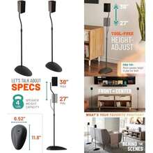 ECHOGEAR - Soportes universales para Altavoces – Altura Ajustable con compatibilidad Universal – Funciona con Vizio, Klipsch, Bose y más, Incluye gestión de Cables integrada, para Sonido(default) - Multicolor - Ver 1