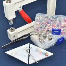 Pearl Beads Hand Press Pearl Setting Tool Set, Beads Rivet Fixing Machine, DIY Handmade Pearl Setting Machine With Beads Nails Screw Heads Tweezers Wrench Trays For DIY Crafts Accessories - 預設 - 查看 5