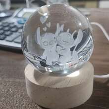1个史迪奇卡通3D水晶球灯，发光夜灯，创意儿童生日礼物，纪念品，理想的情人节礼物 - 彩色 - 查看 5