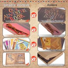 OUR ADVENTURE BOOK Adventure Book Scrapbook Album 11.9 X 7.6 Inch 80pages,3d Retro Embossed Letter Hard Cover Movie Up,Memory Book For Couples,DIY Album For Anniversary,Wedding,Travelling,Friends,Family,Couple Gifts - 復古色 - 查看 3