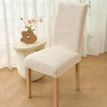 1/2/4件装白色提花弹力椅套，加厚防滑，适用于餐厅、卧室、客厅、户外、办公室、厨房，防宠物污渍和灰尘，秋季家居装饰椅套 - 白色 - 查看 6